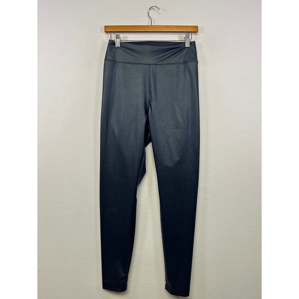 Chic Athleisure NWT OFFLINE by Aerie Women Large Navy Faux Leather Luxe Leggings